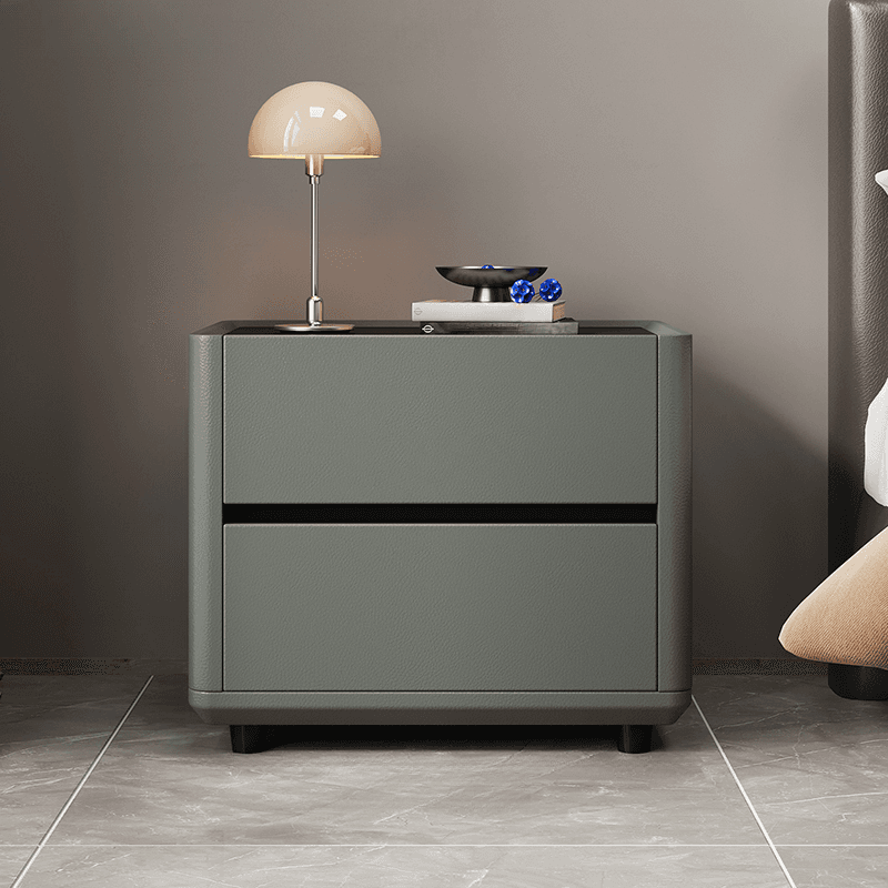 Organic Modern Nightstand With Drawer Organization Featuring 2 Drawers and Stone Countertop thumbnail 1