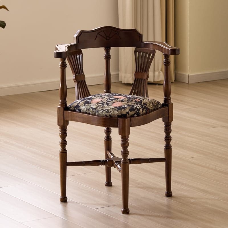 Drawing Room Arm Chair with Cushion, Arms, Natural Wood Legs, Low Back, and Foot Pads thumbnail 2