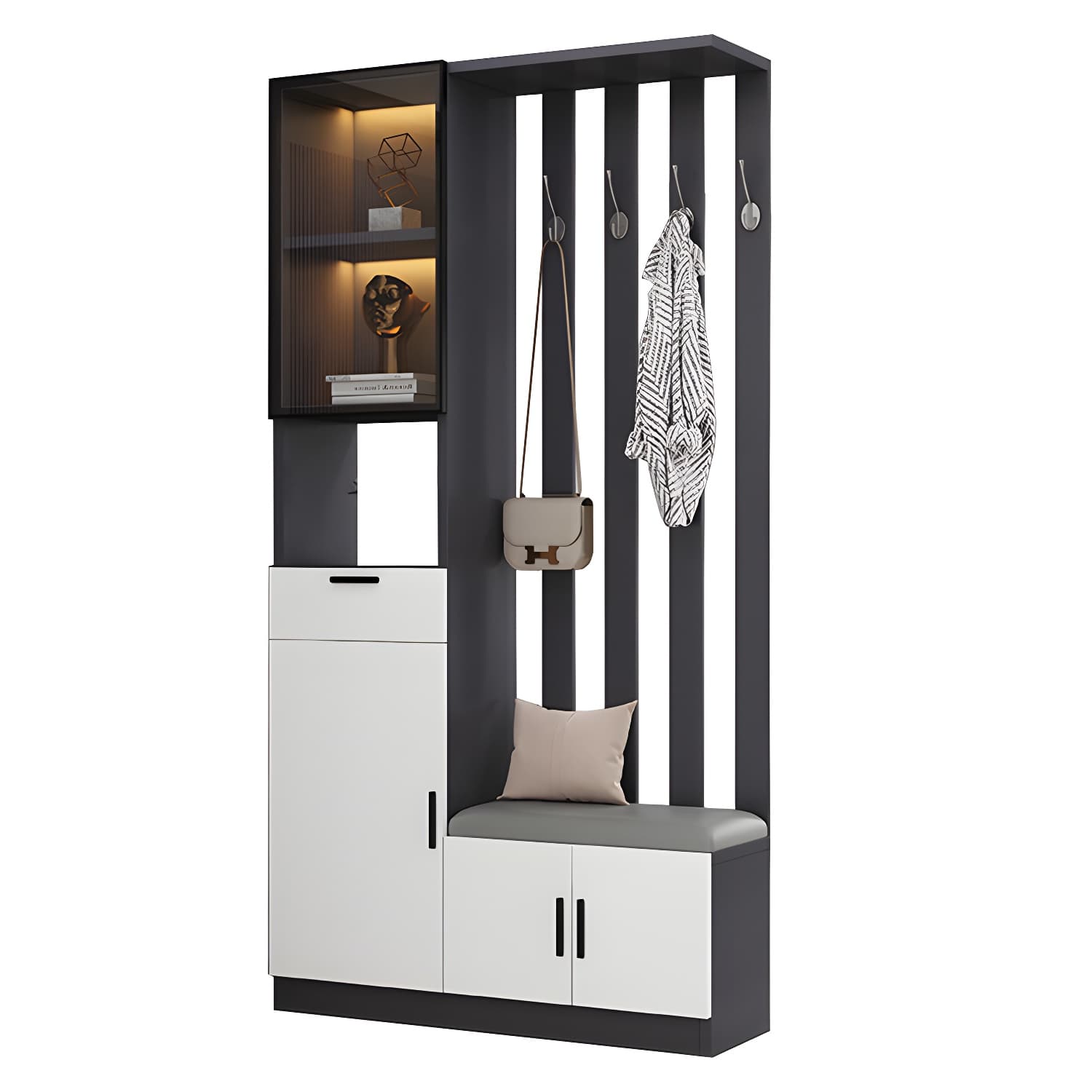 Contemporary Style Wooden 3-door Accent Cabinet with Drawer and Shelf thumbnail 12