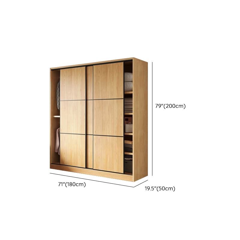 Natural Finish Modern Timber Self-supporting Wardrobe with Soft Close Drawer, Soft Close Door, and Clothing Rod thumbnail 10