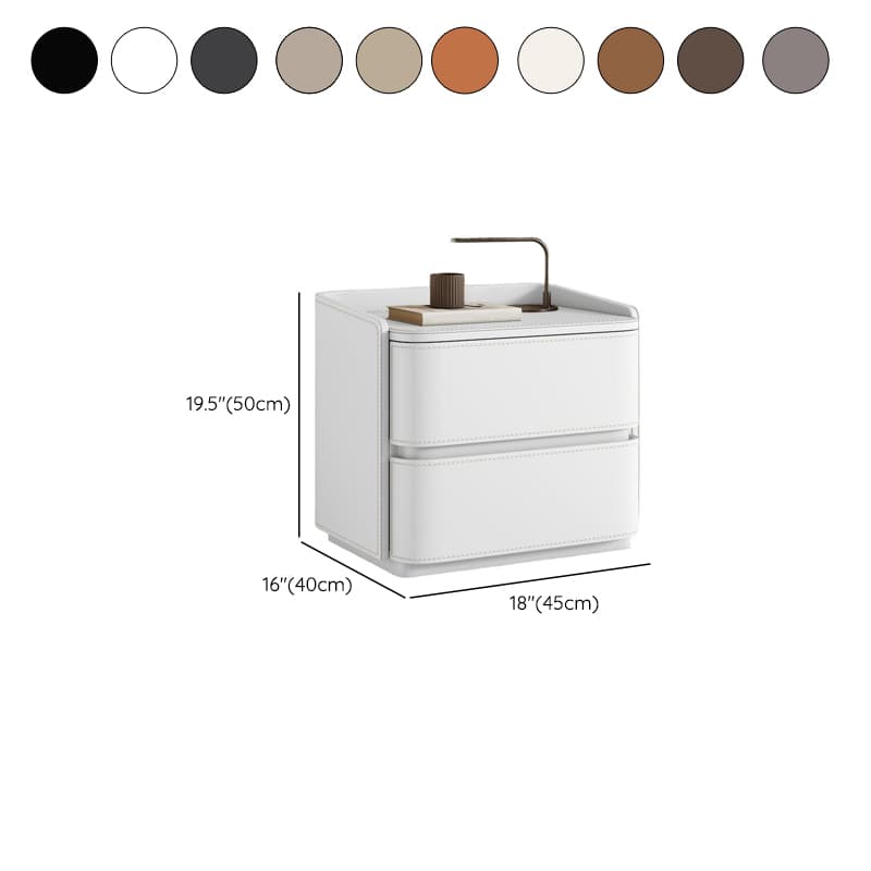 Modish Nightstand With Drawer Organization Featuring 2 Drawers and Pleather Countertop thumbnail 16