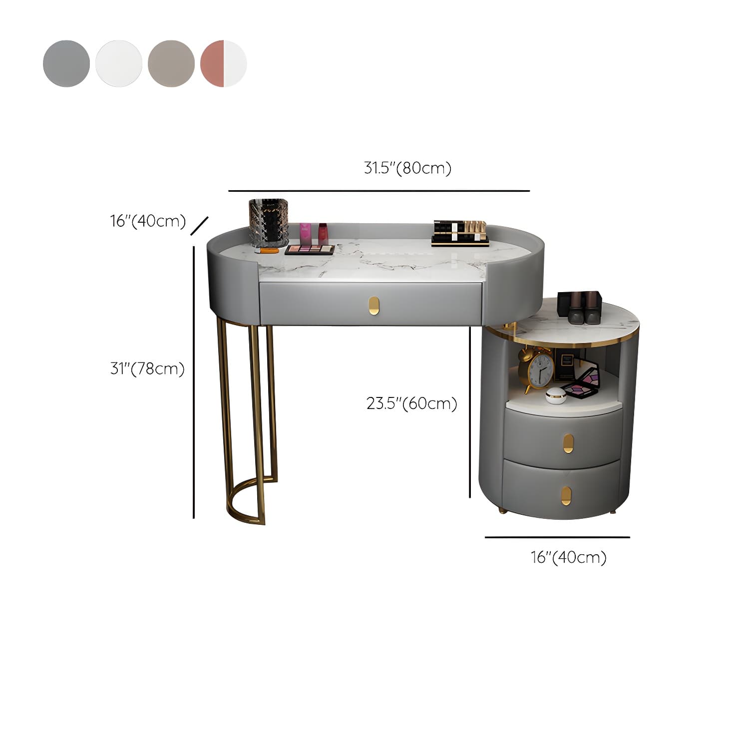 Wooden Makeup Vanity Desk Lighted Mirror Vanity Dressing Table Set with Drawer thumbnail 18