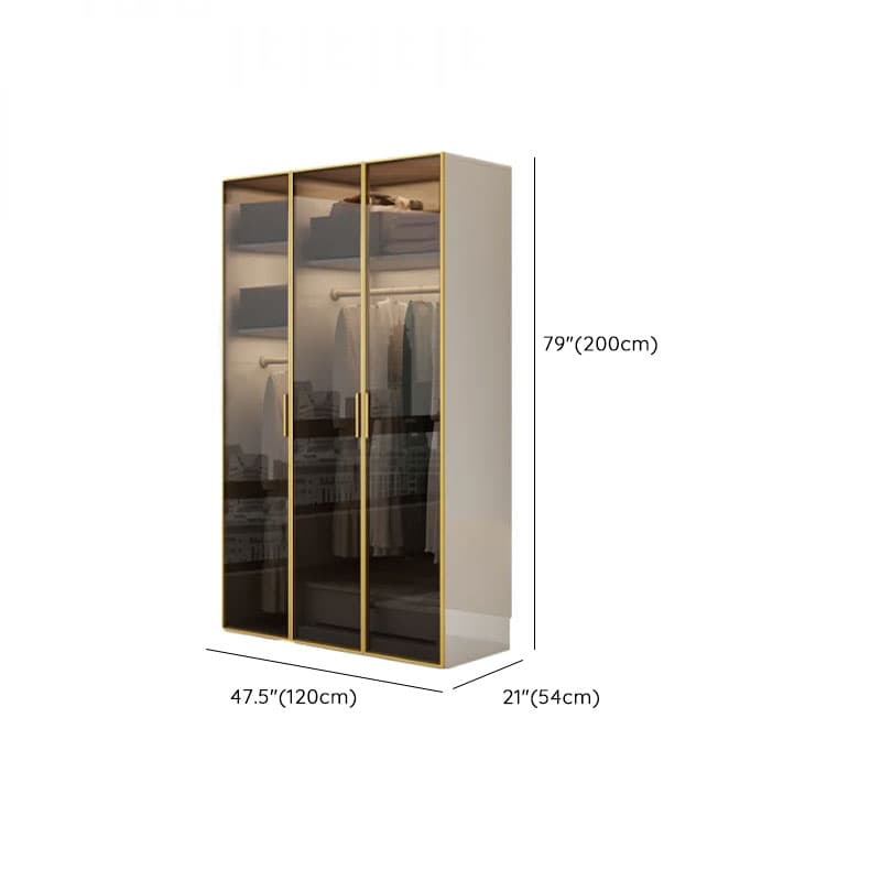 White Trendy Reclaimed Wood Almirah with Soft Close Drawer, Interior Shelves, and Hanging Rod thumbnail 12