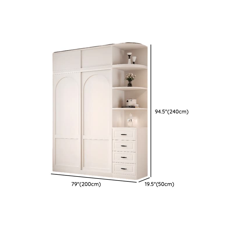 Contemporary White Engineered Wood Cabinet Armoire with Multiple Drawers, Interior Shelves, and Hanging Rod thumbnail 30