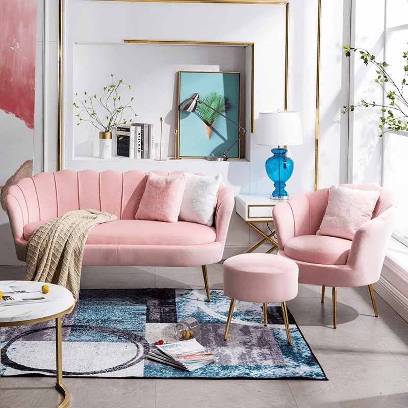 Magenta/Olive Green/Cerulean Single Sofa/Loveseat with Sloped Arms Sitting Room thumbnail 15