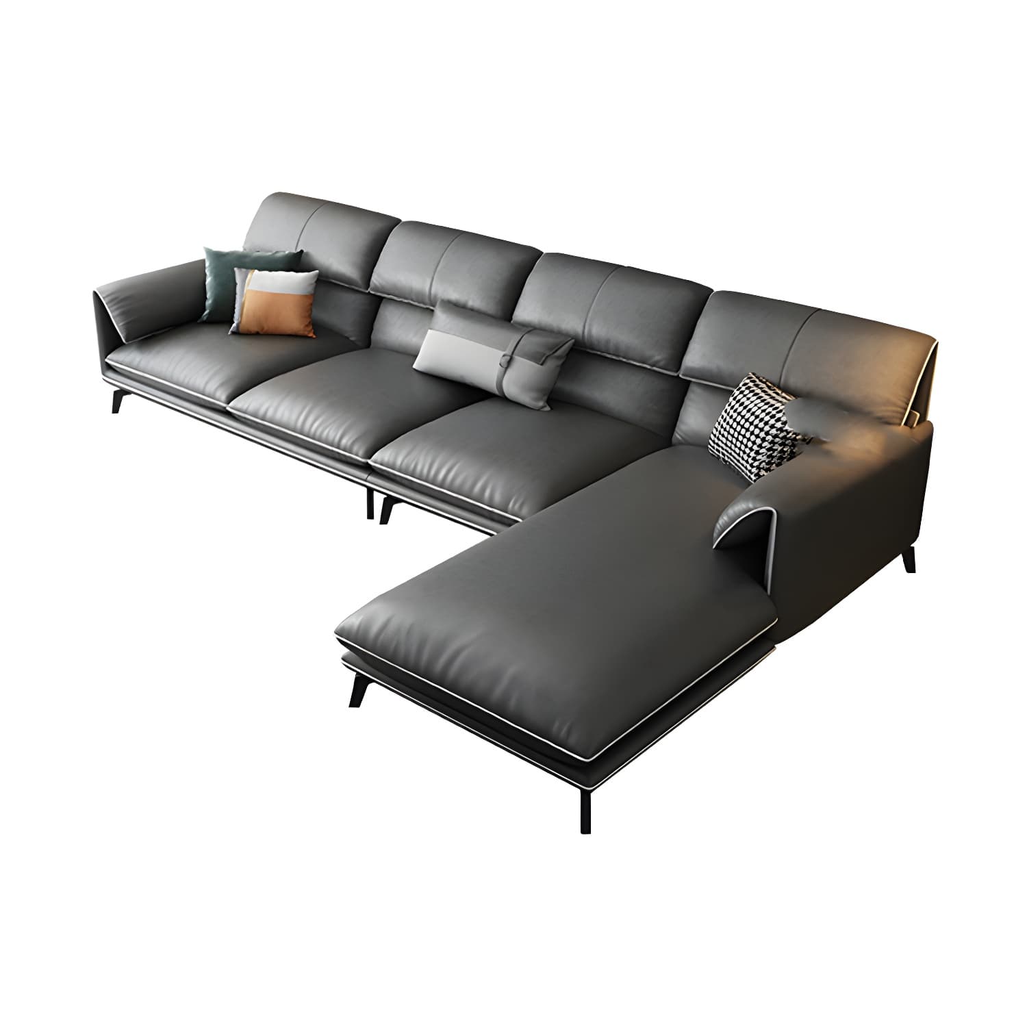 Modern Gray Stationary Sectional Sofa with Wood Frame and Pillow Top Arm thumbnail 15