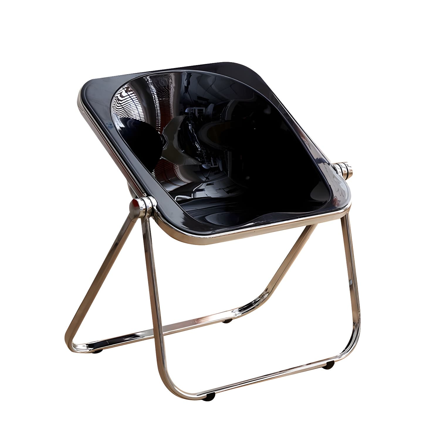 Modern Collapsible Side Chair with Low Back and Foldable Design in Plastic & Acrylic thumbnail 1
