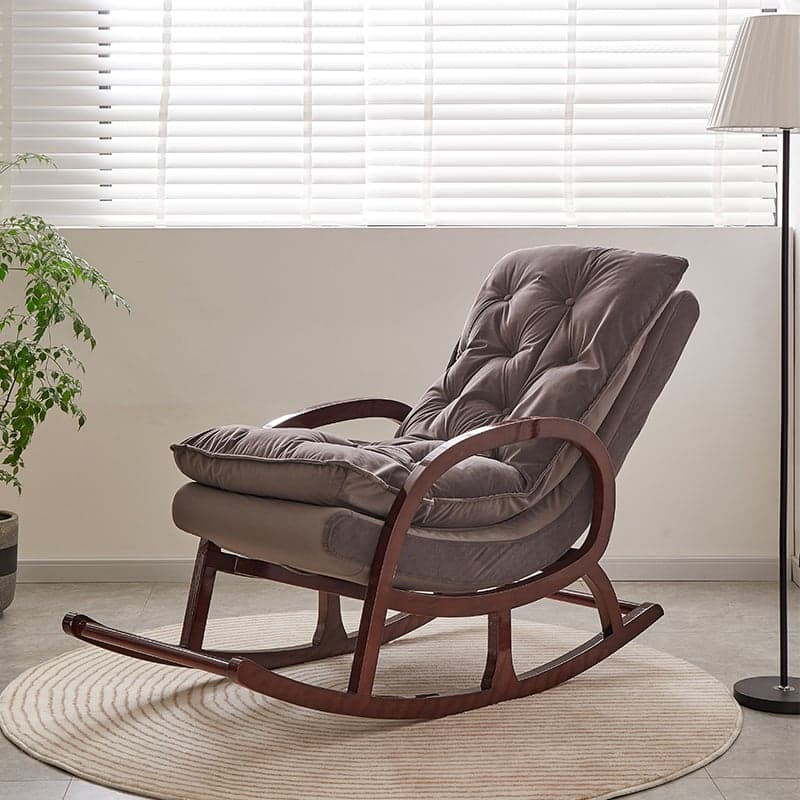 Grey/Blush/Light Green Modish Upholstered Rocking Accent Chair with Round Arm thumbnail 3