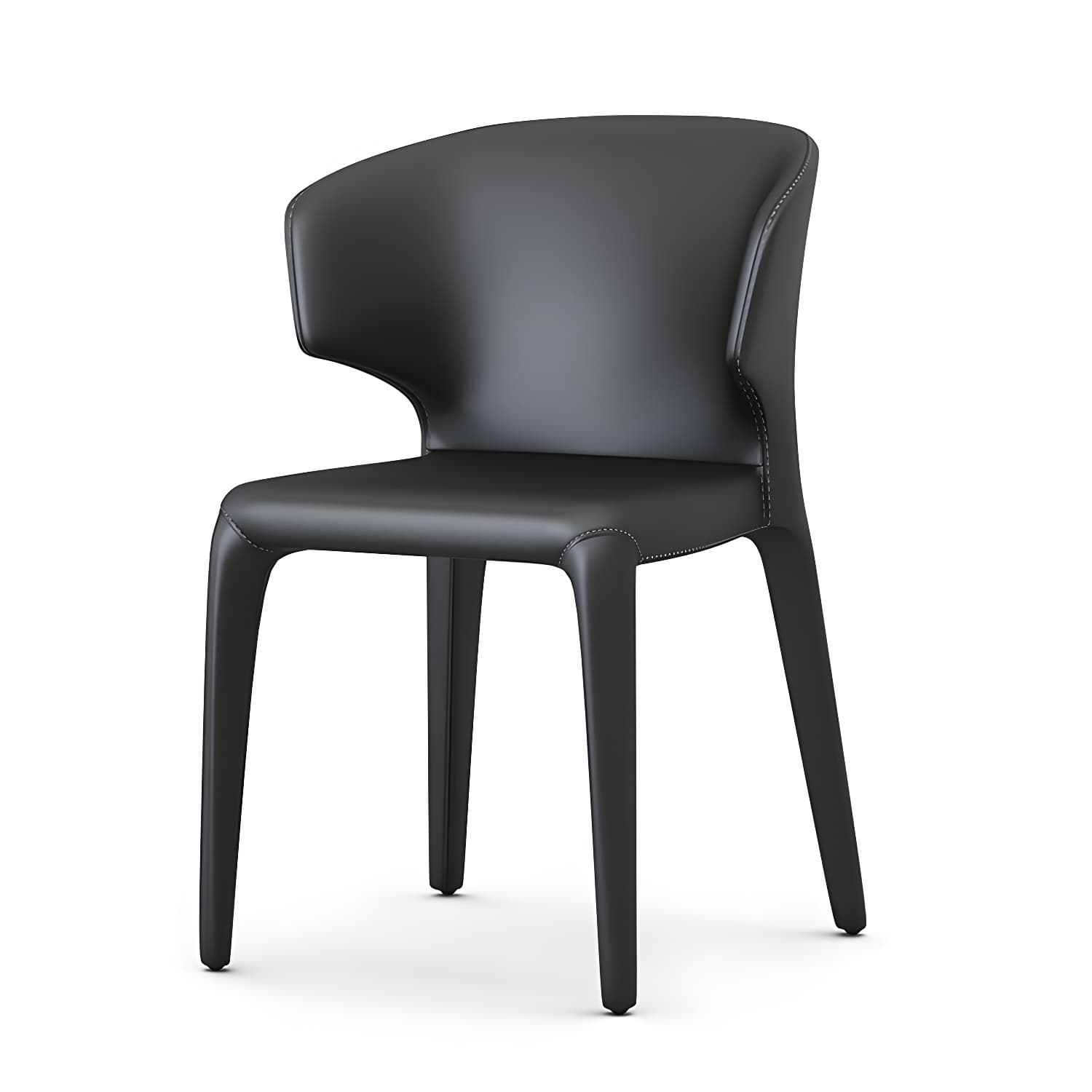 Designer Style Leather Arm Chair Wingback Matte Finish Single Dining Chair thumbnail 1