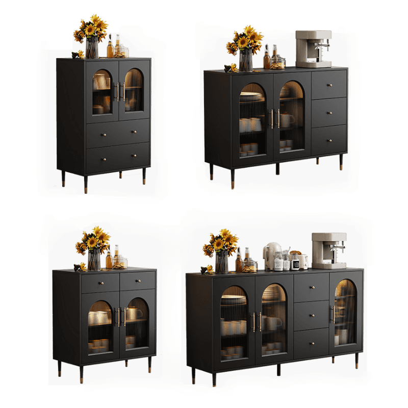 Standalone Accent Cabinet in Black with Glass Door, Alterable Shelf and Illuminating, Soft Close Drawer and 1 Cabinet/2 Cabinets in a Casual Style thumbnail 5