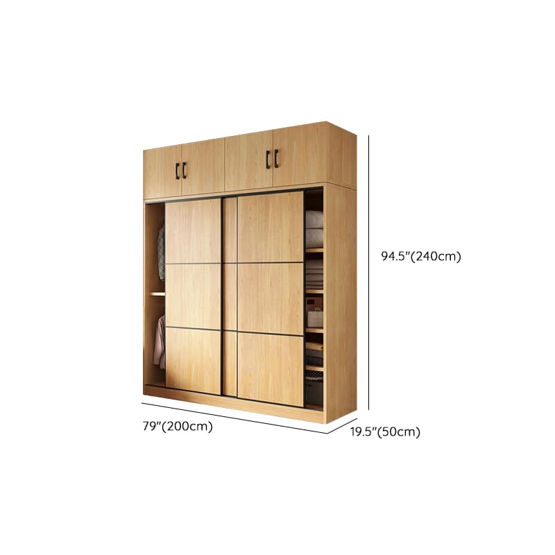 Natural Finish Modern Timber Self-supporting Wardrobe with Soft Close Drawer, Soft Close Door, and Clothing Rod thumbnail 15