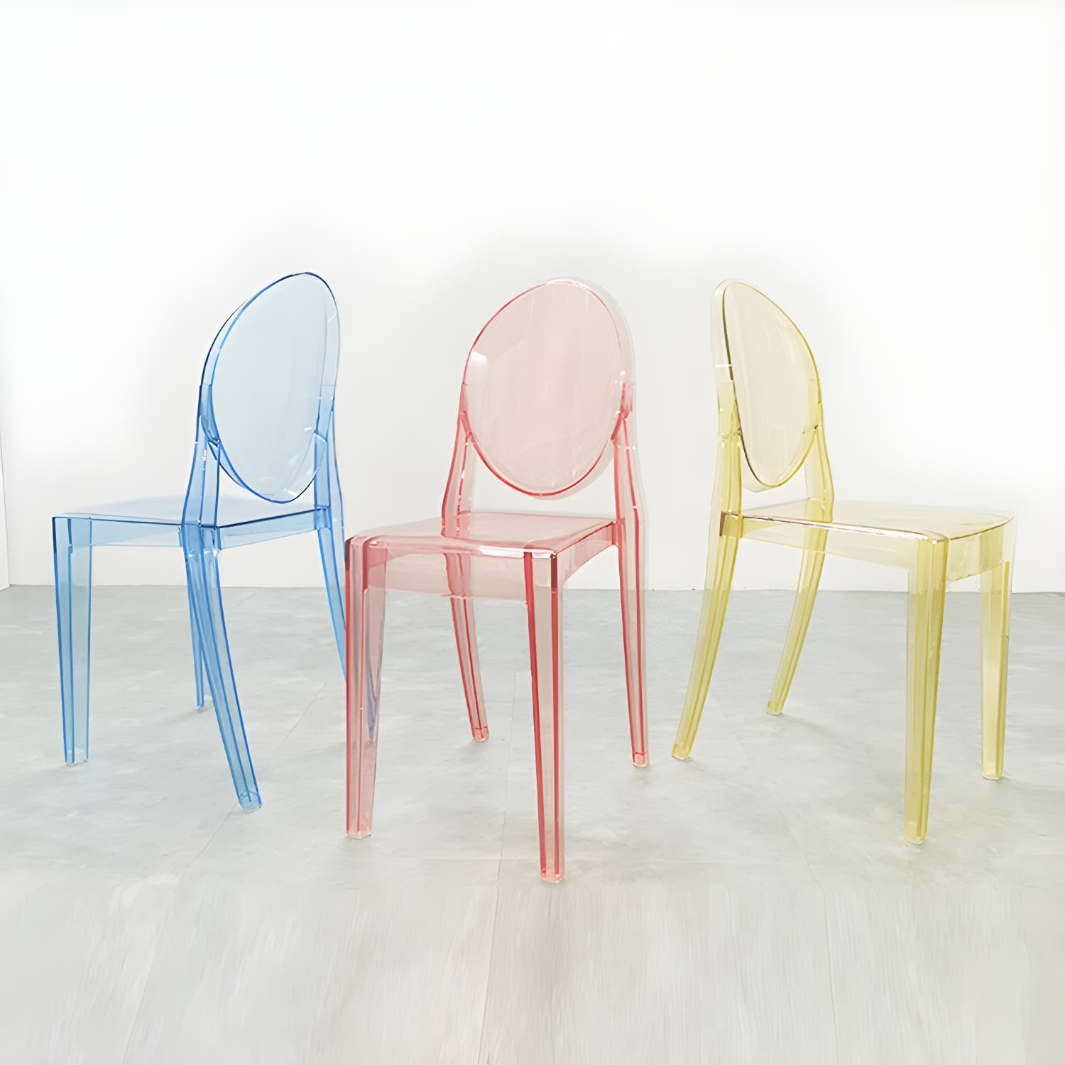 Scandinavian Winehouse Plastic Side Chair Transparent Open Dining Chair (Set of 4) thumbnail 19