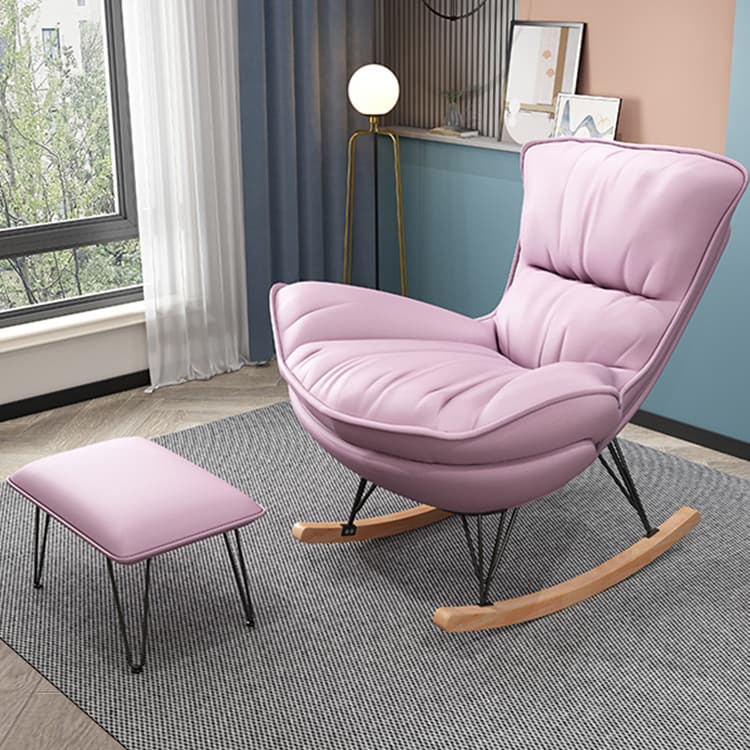 Elegant Upholstered Rocking Chair with Natural Wood Legs - Modern Style for Chic Home Decor thumbnail 12