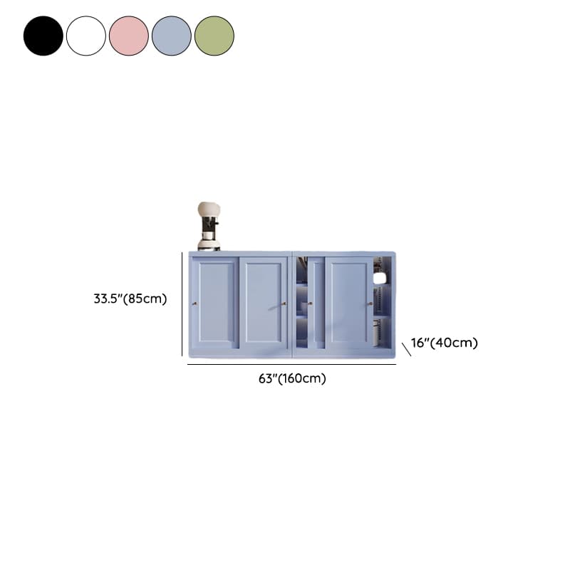 Simple Standard/Wide Sideboard with Metal Countertop, Pantry Hutch, Sliding Doors and Adaptable Shelf thumbnail 11