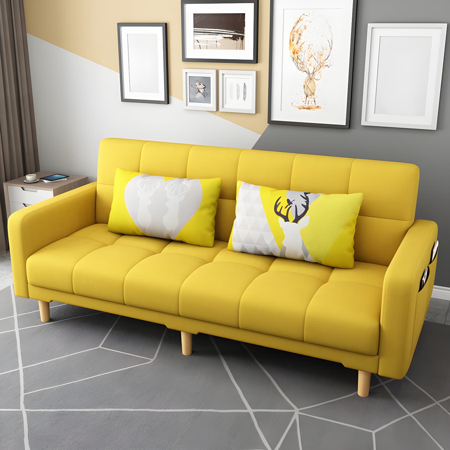 Square Arm Modern Storage Sofa with Biscuit Back Convertible Sofa for Living Room thumbnail 11