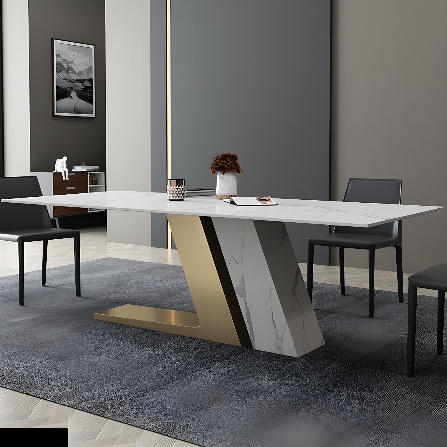 Contemporary 1/2/3/4/5/6/7 Pieces Dining Set Rectangle Dining Table Set thumbnail 10