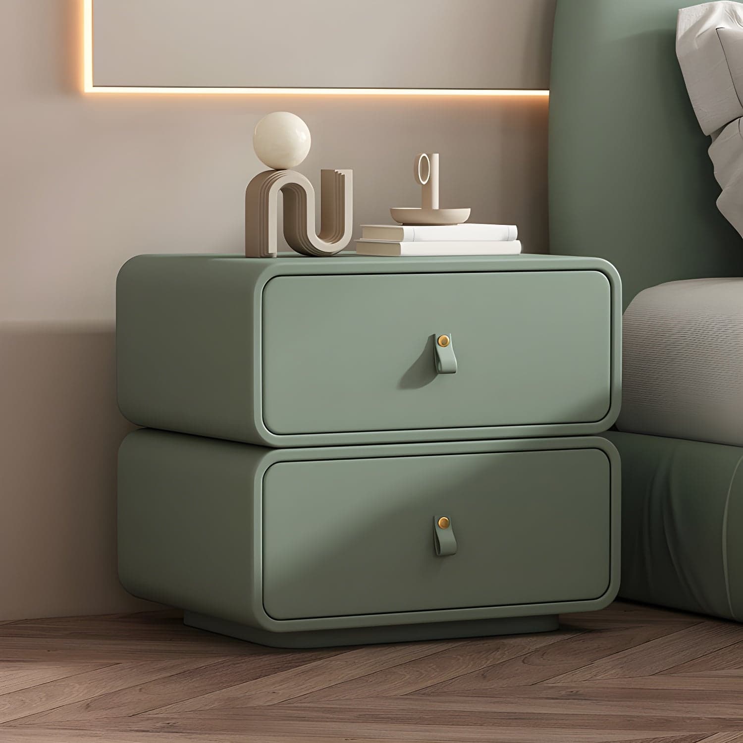 Modernism Bedside Desk Shape in Rectangular with Two-drawer for Bedroom thumbnail 3