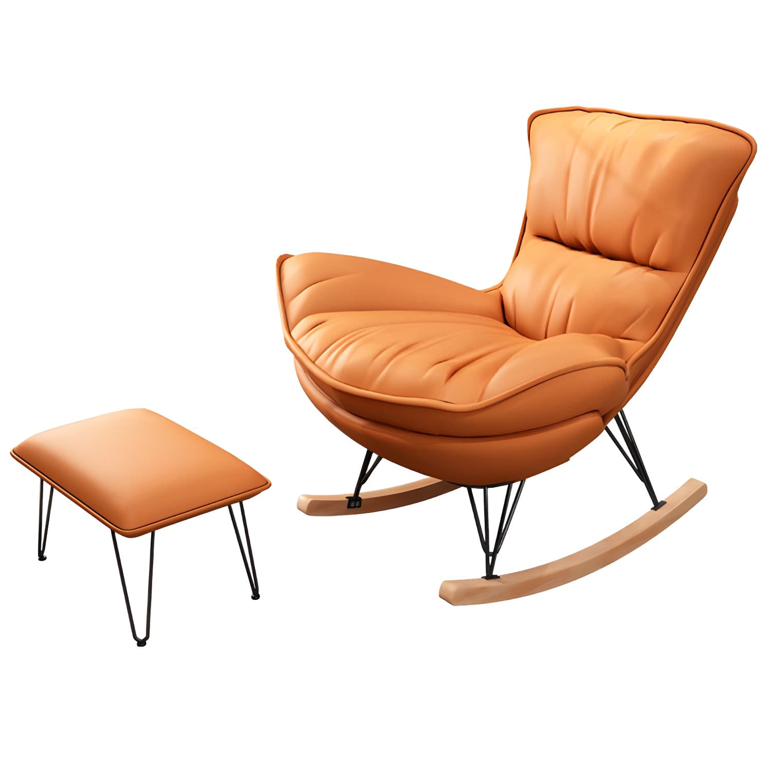Modern Rocking Chair Metal Frame Doll Cotton Filling Cushion Wingback Rocker Chair thumbnail 12