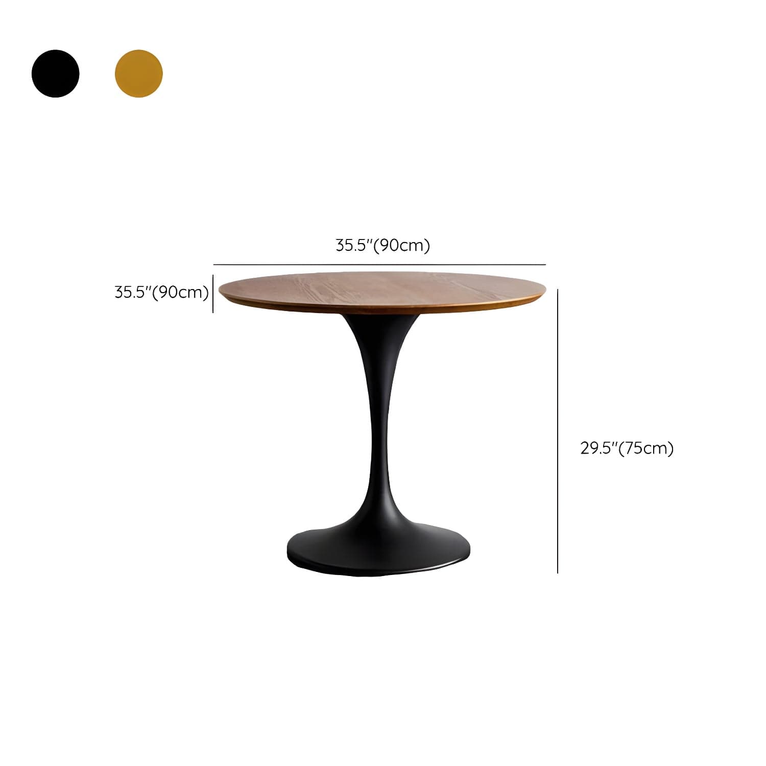 Scandinavian Standard Height Round Wood-Top Dining Table, Metal Tulip Base, Simple Assembly thumbnail 15