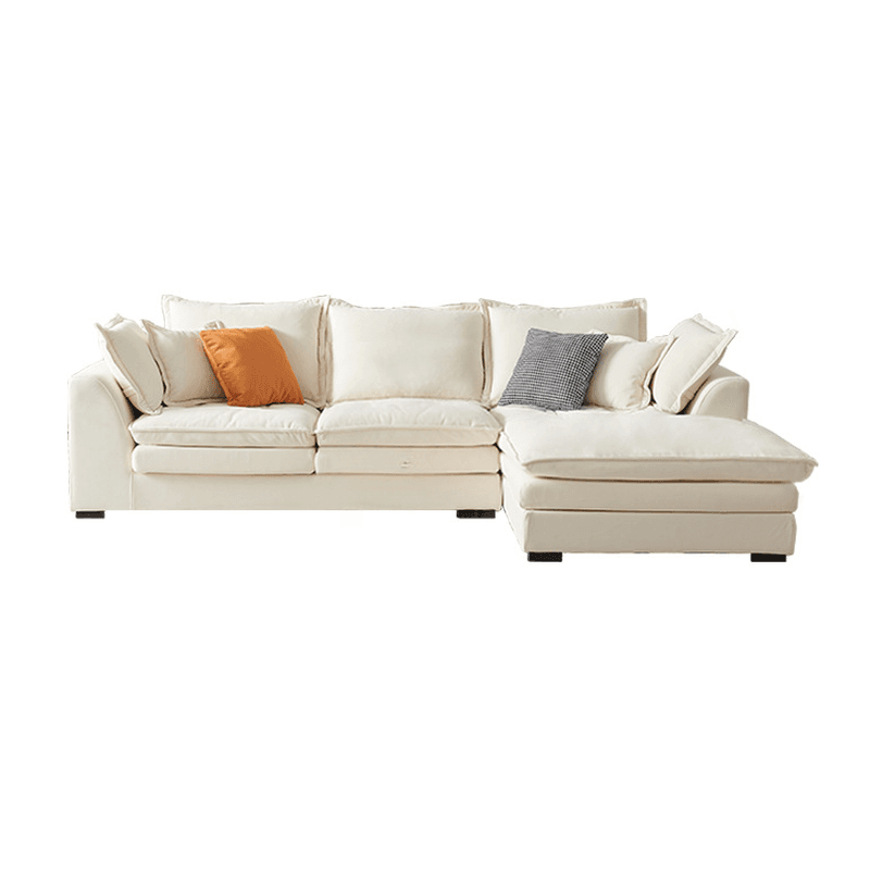 Minimalist Straight/L-Shape Horizontal/Right Sofa Couch /Sofa Chaise in Cream with Concealed Support thumbnail 13