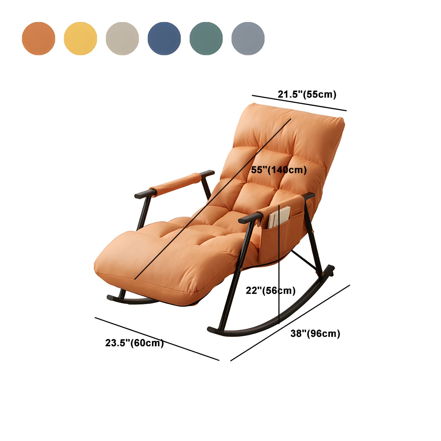 Faux Leather Rocking Chair Modern Style Rocker Chair with Storage thumbnail 18