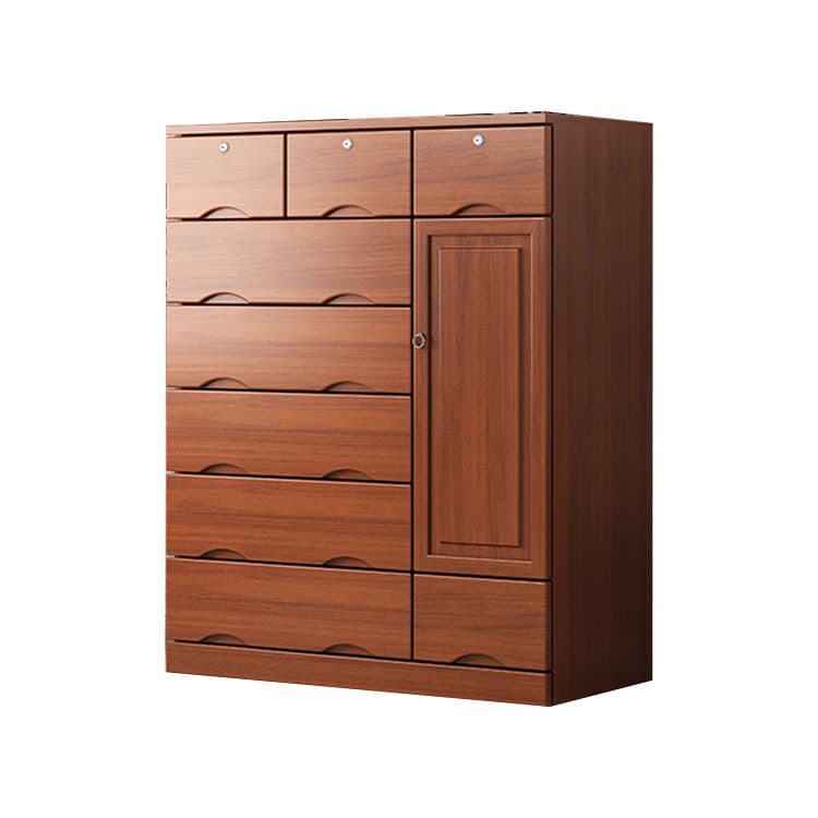 Modern Solid Wood Combo Dresser with Shelves, Drawers, and Cabinet Storage thumbnail 8