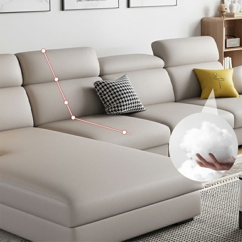 5-Seater Modish Left L-Shape Sofa Chaise with Natural Wood Frame thumbnail 14