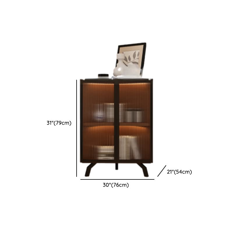 Simple Corner Accent Cabinet with Closet, Laminate, Glazed Door, and Brown Top thumbnail 12