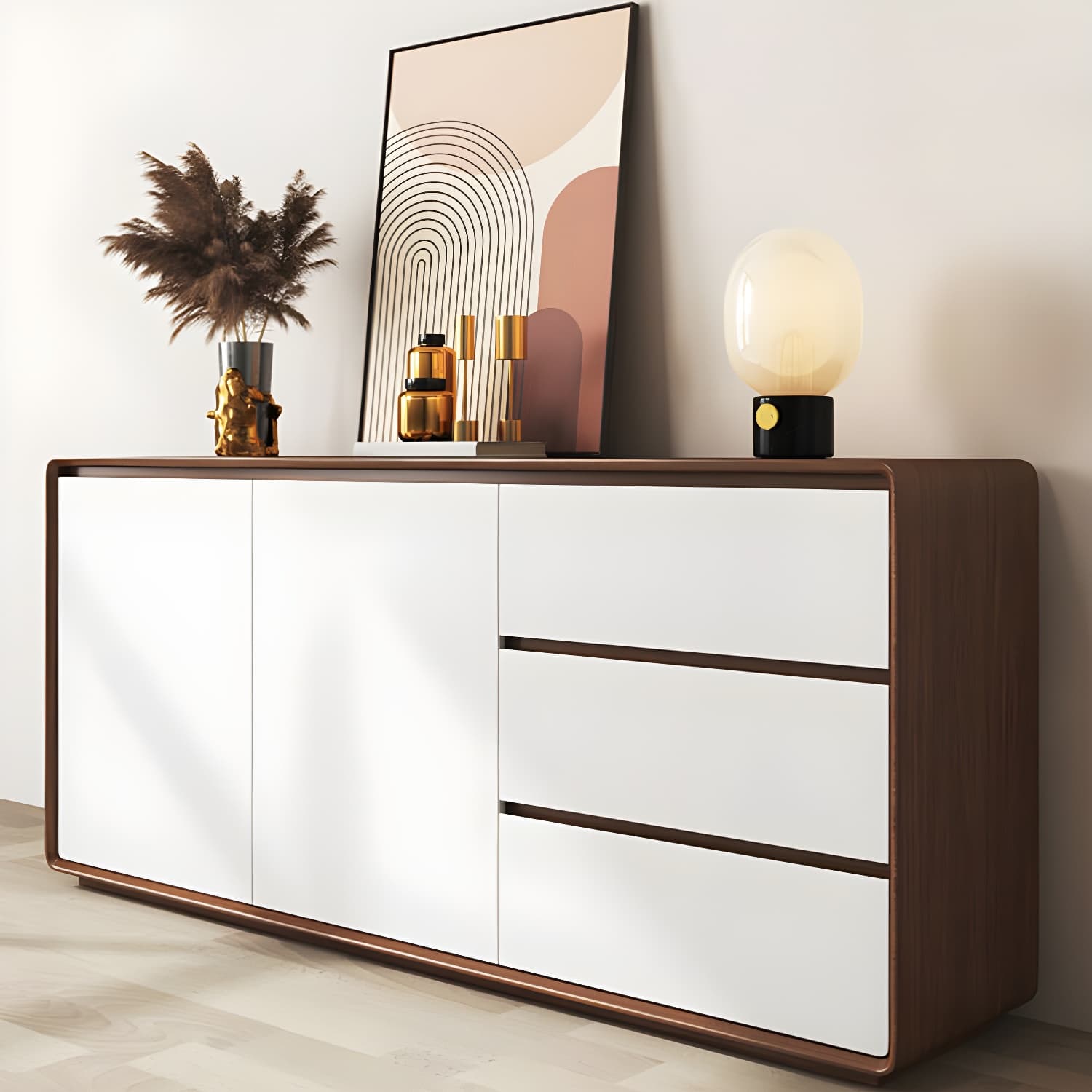 Modern and Contemporary Credenza Wood Dining Buffet with Cabinets and Drawers thumbnail 18