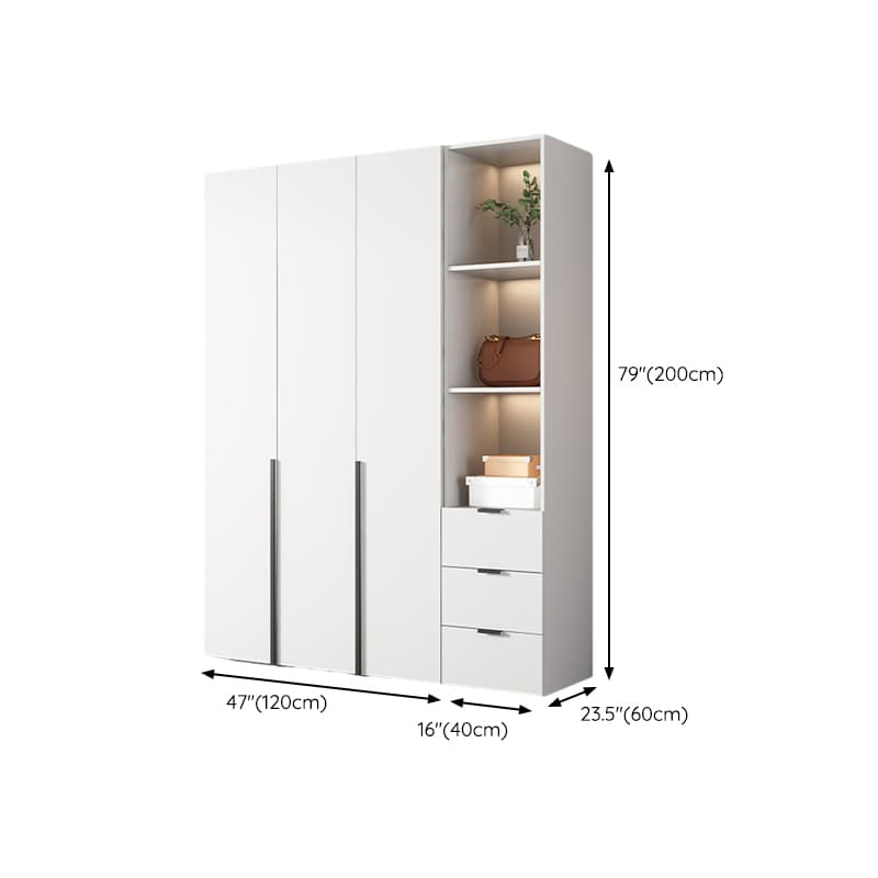 White Wood Wardrobe Armoire with Hinged Doors and Shelves Included thumbnail 23
