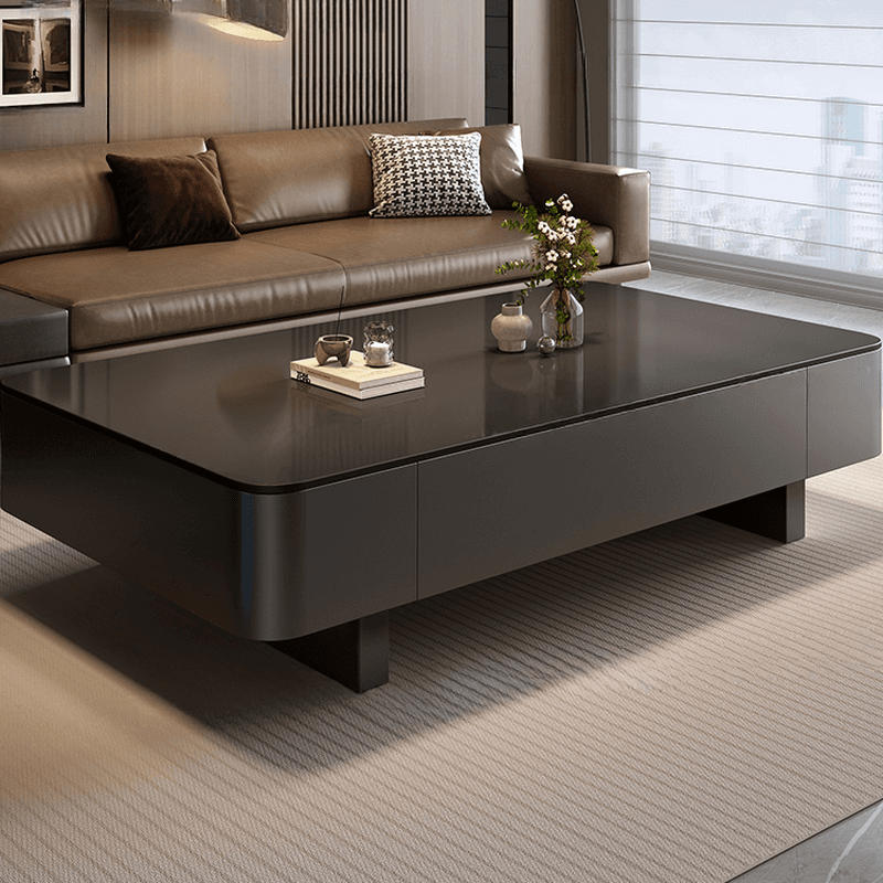 Rectangular Side Table with Twin Support Base, Rawhide Upholstery, and 2 Drawers thumbnail 13