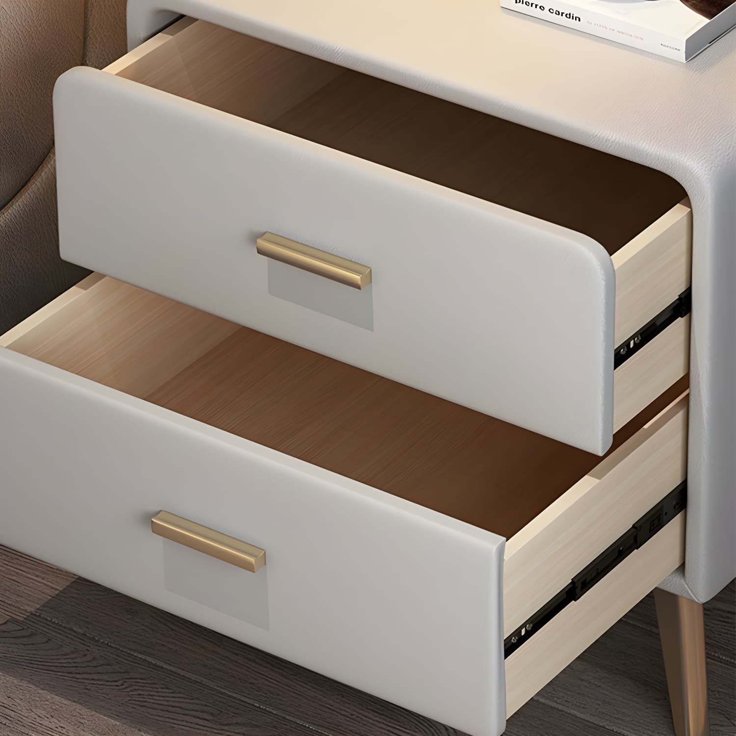 Faux Leather Modern Nightstand with Drawer Storage - Small Size, 2 Drawers thumbnail 19