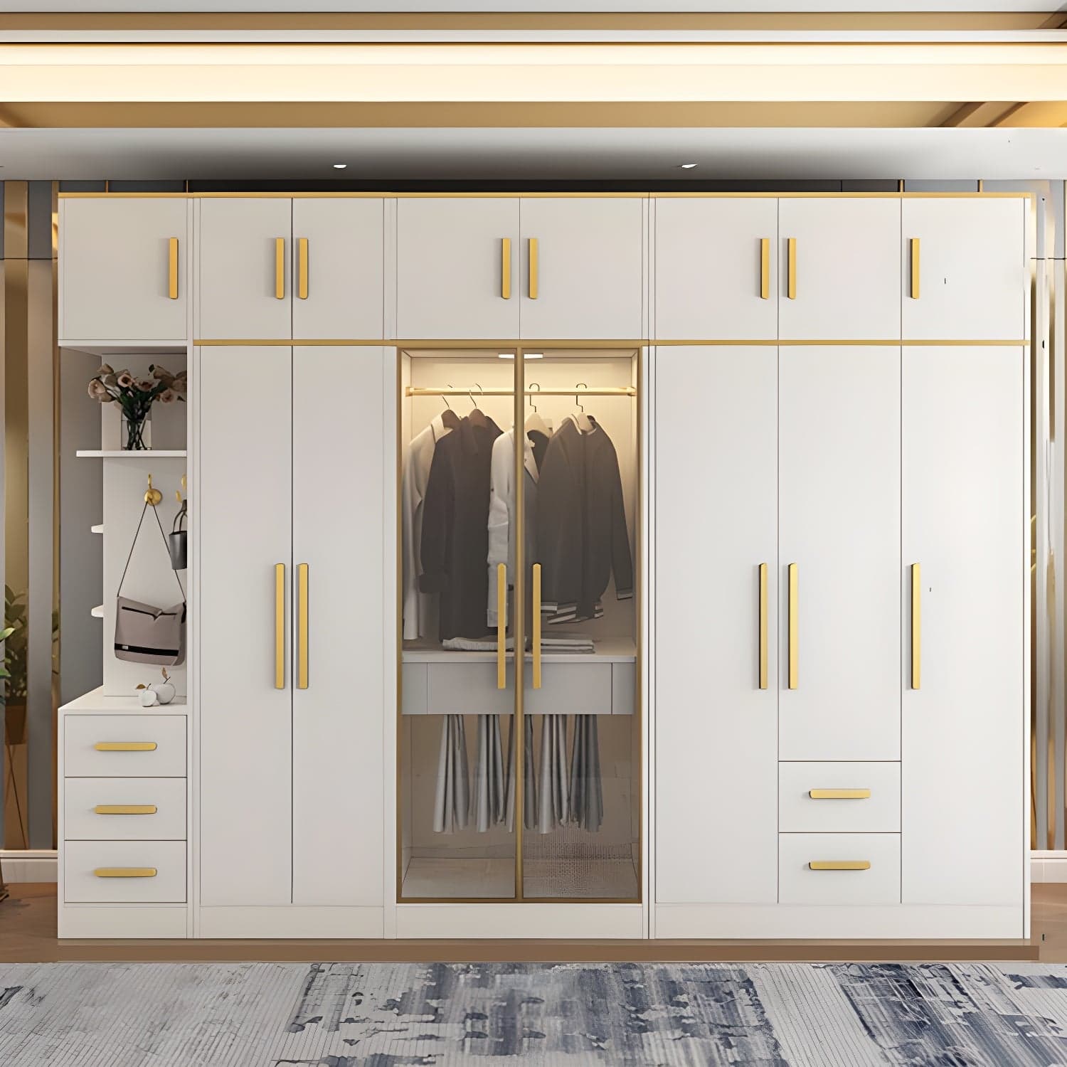 Contemporary Style Wardrobe Wooden Wardrobe Closet with Drawer thumbnail 5