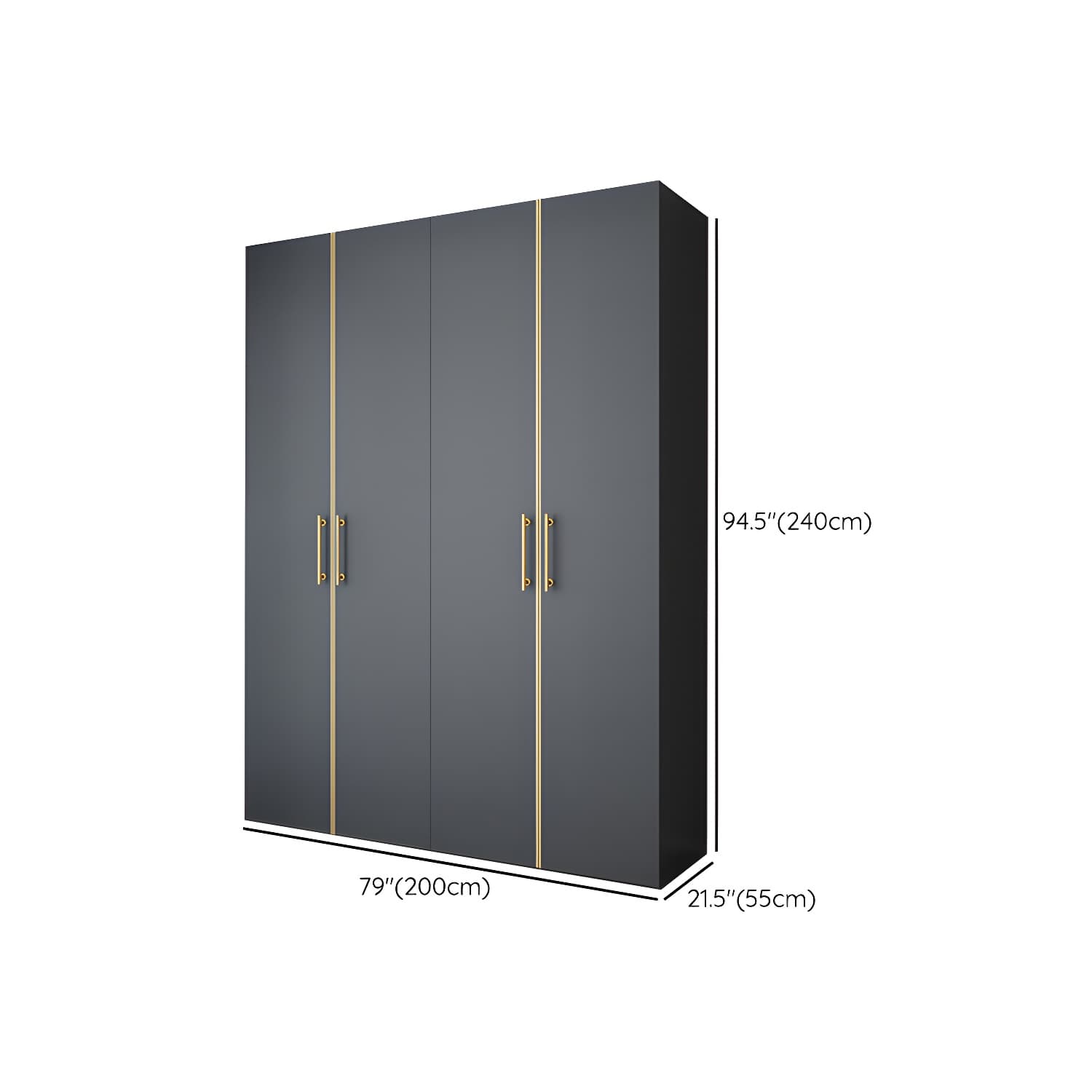 Modern Wardrobe Closet Grey Engineered Wood Wardrobe Cabinet thumbnail 23