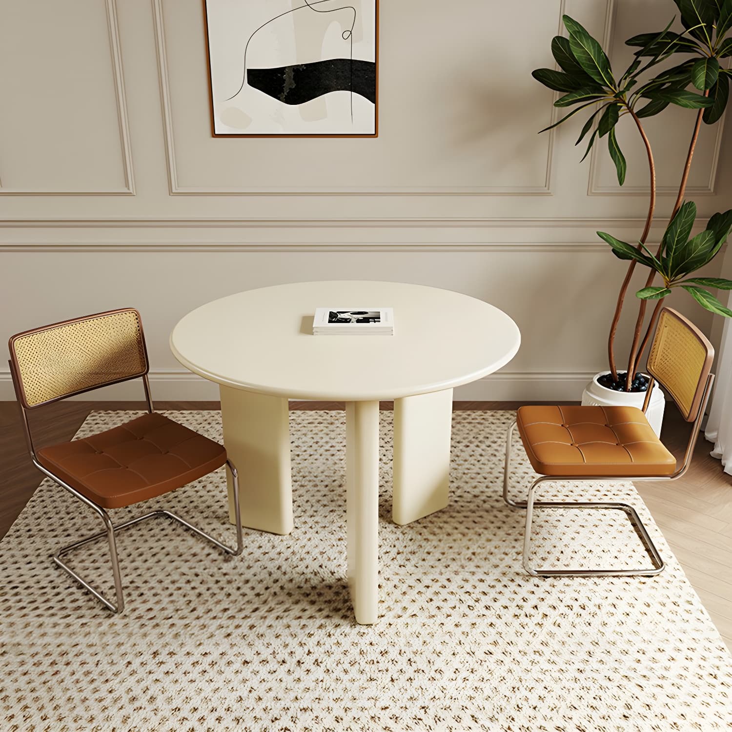 Scandinavian Round Wood Dining Table - Standard Height - Storage Not Included thumbnail 7
