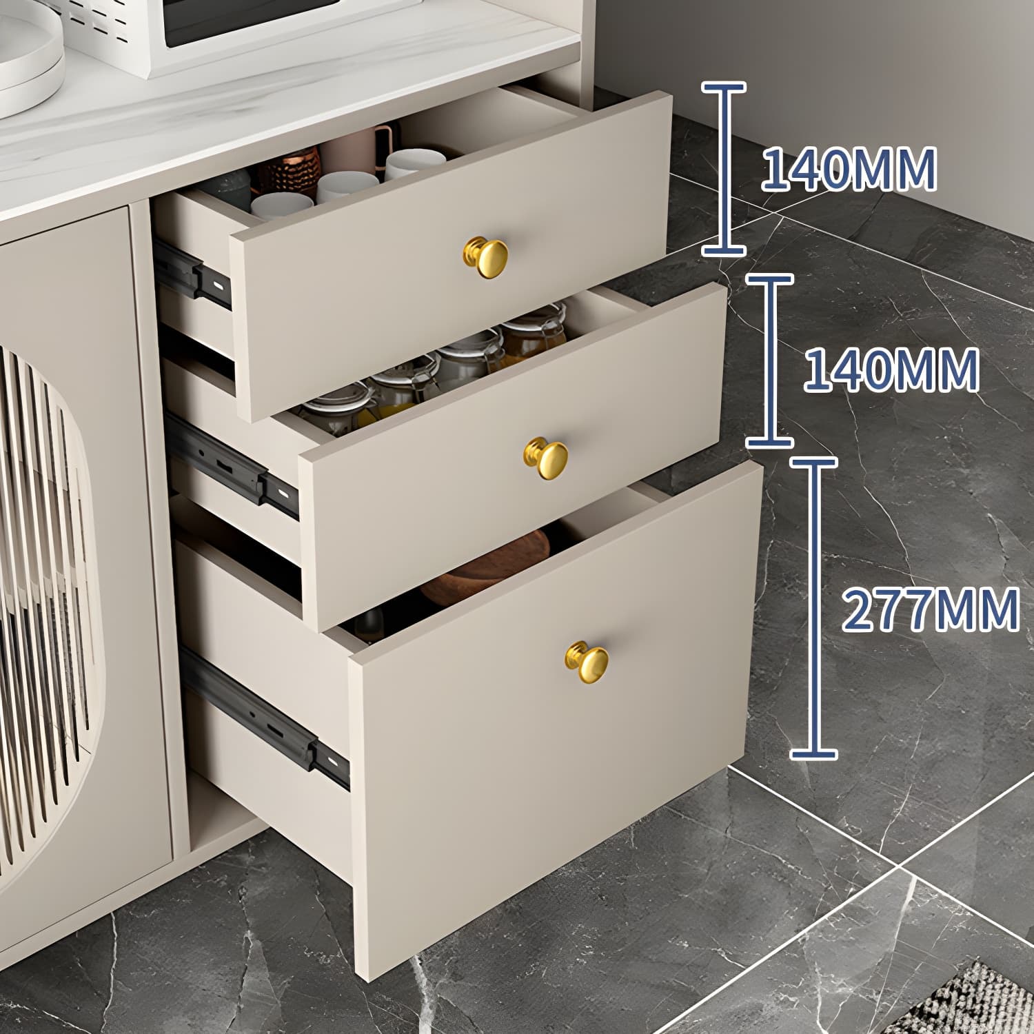 Stone Glam Sideboard Adjustable Shelves Kitchen Dining Room Sideboard - image 10