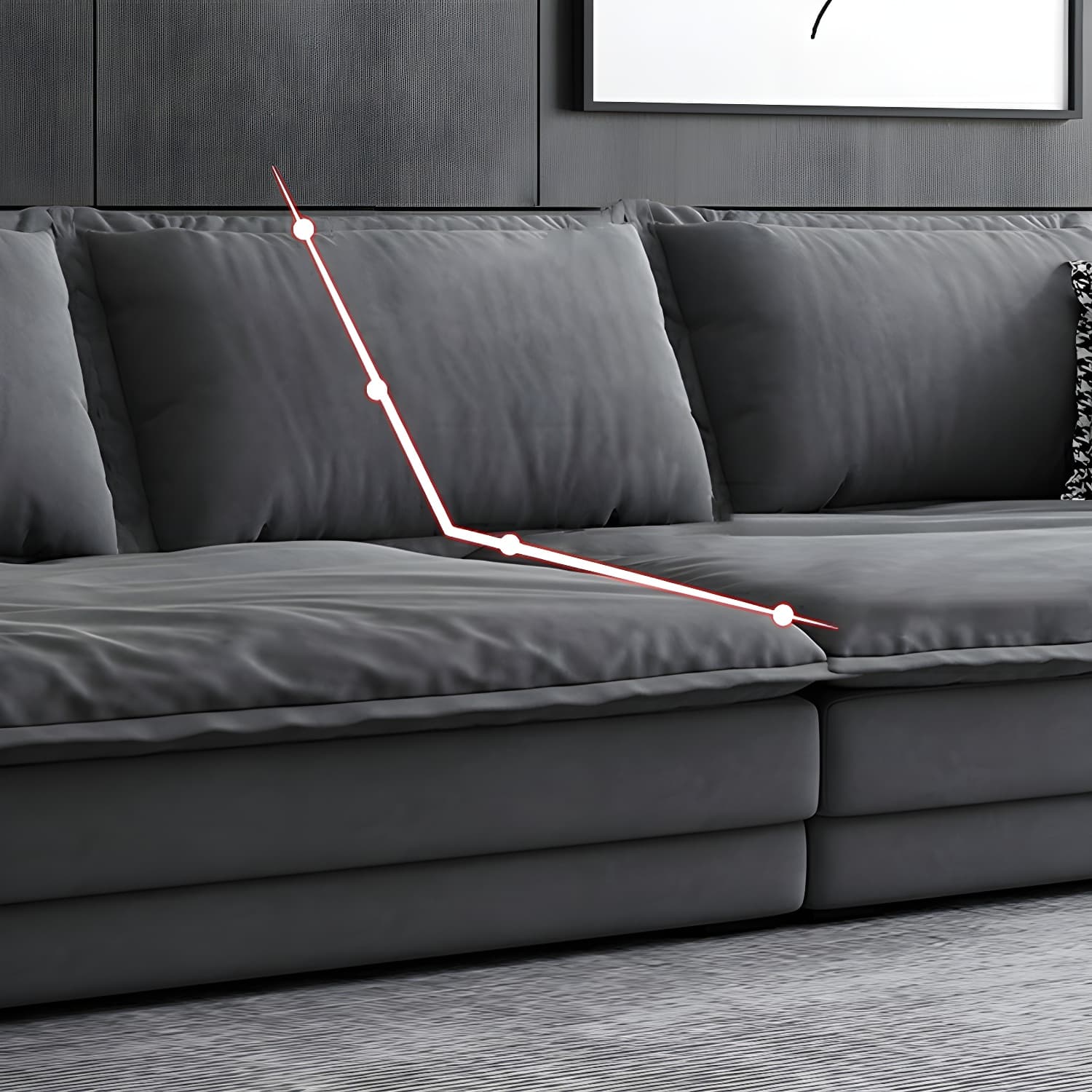 Modern Gray Abrasive Cloth Upholstered Stationary Sectional Sofa with Wood Frame thumbnail 9