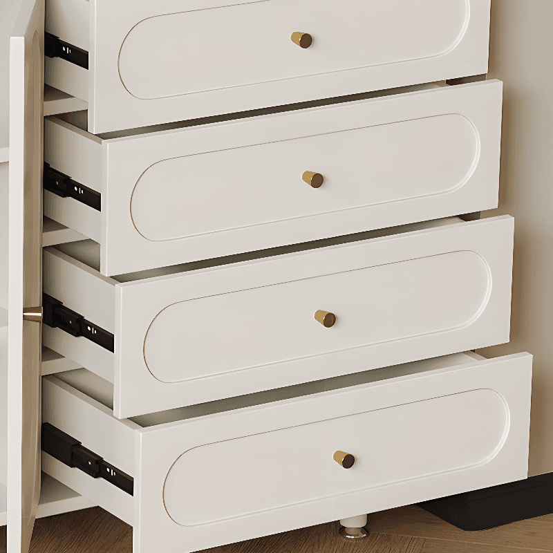 Chalk Casual Particle Board Wood Console Dresser with 5/4 Drawers, Hutch, 3 Interior Shelves, Horizontal thumbnail 3