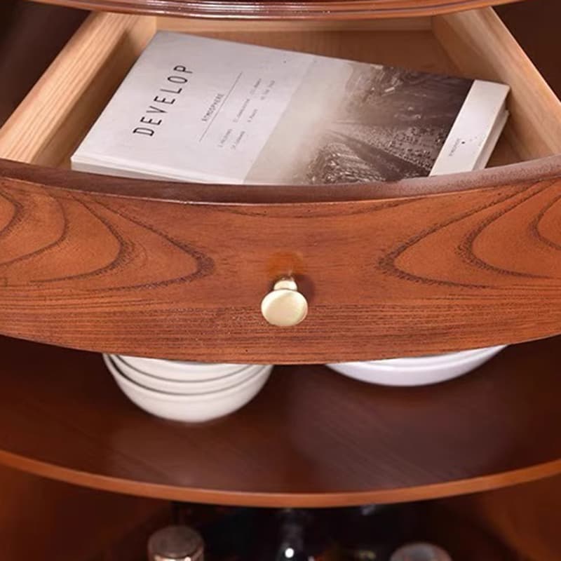 Corner Accent Cabinet with Storage Drawer, Closet, Glazed Door, Cabinet Knobs, Brown Top, and LED Lighting thumbnail 7