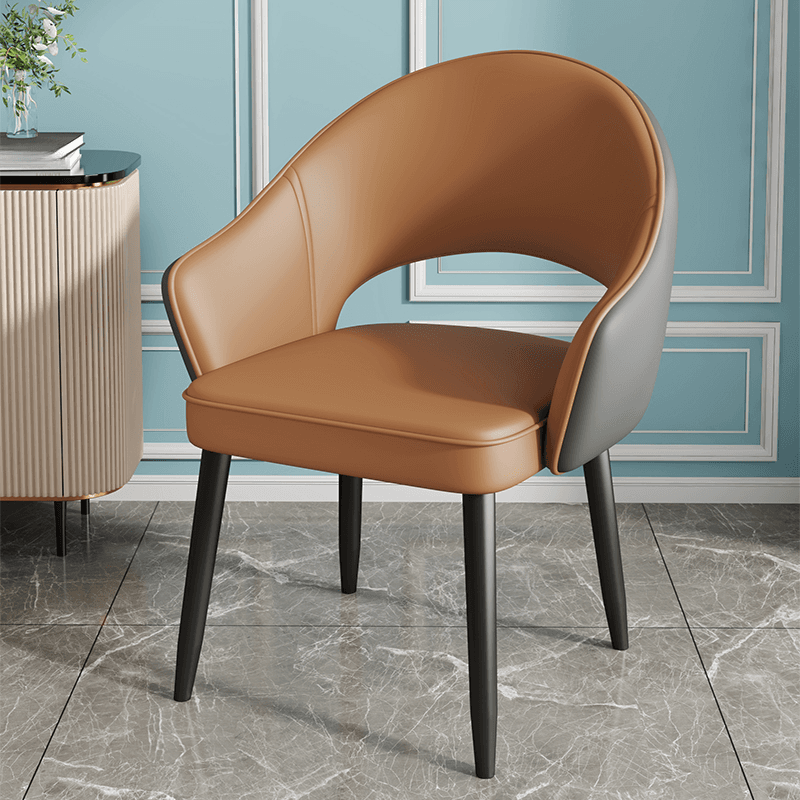 Modish Arm Chair with Ventilated Back, Padded Upholstery, Arms, and Steel Legs thumbnail 4