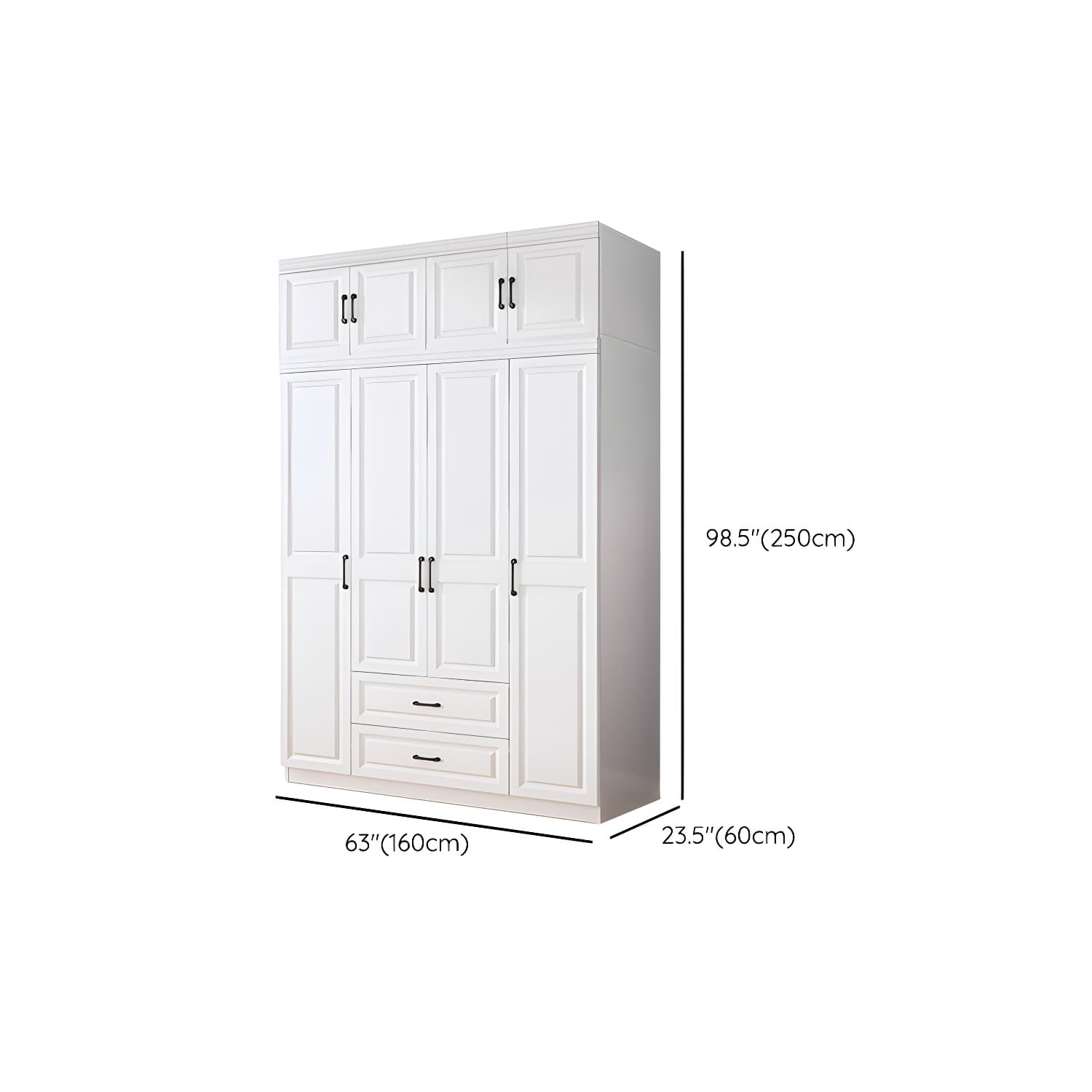 Modern White Wood Wardrobe Armoire with Soft-Close Drawers and Clothing Rod thumbnail 16