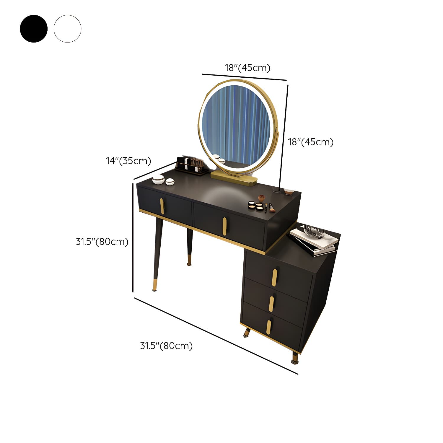 Contemporary Make-up Vanity with Wooden Top and Drawers for Bedroom thumbnail 15