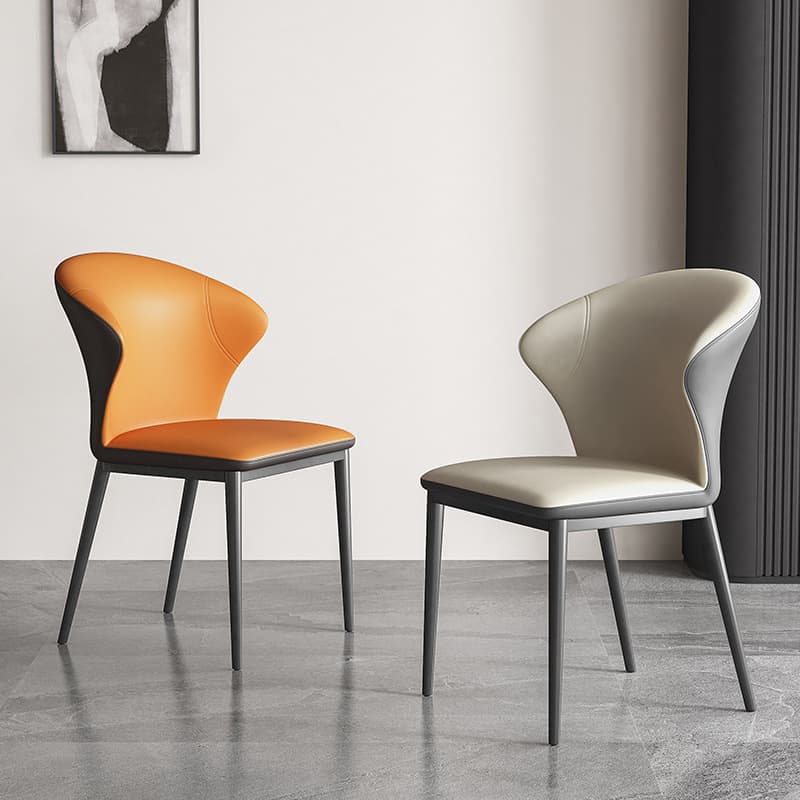 Modish Side Chair with Wing Chair Back, Padded Upholstery, Midnight Black Metal Legs thumbnail 12