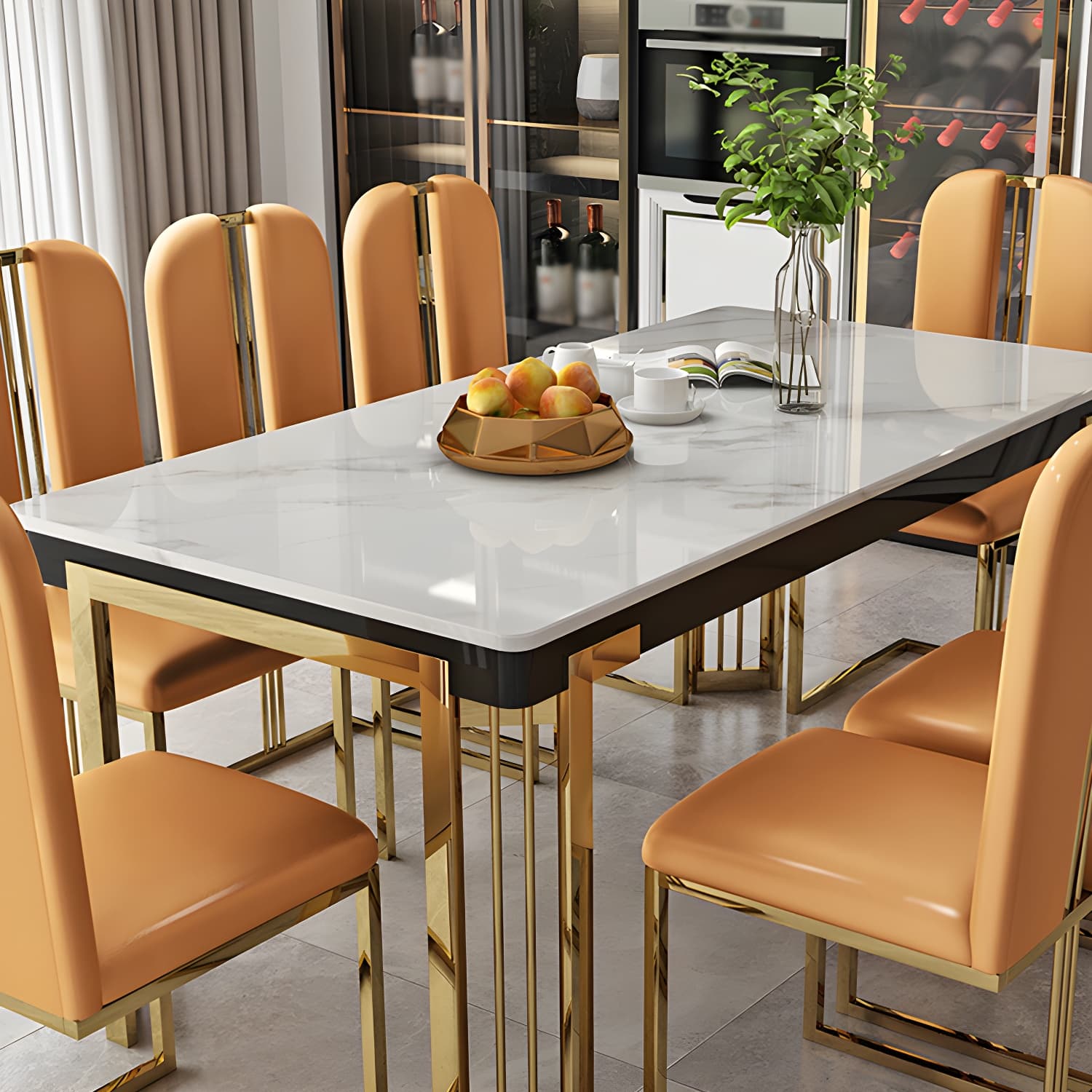 Modern 1/2/7/9 Pieces Dining Set Marble Dining Furniture Set /Separate Items thumbnail 6
