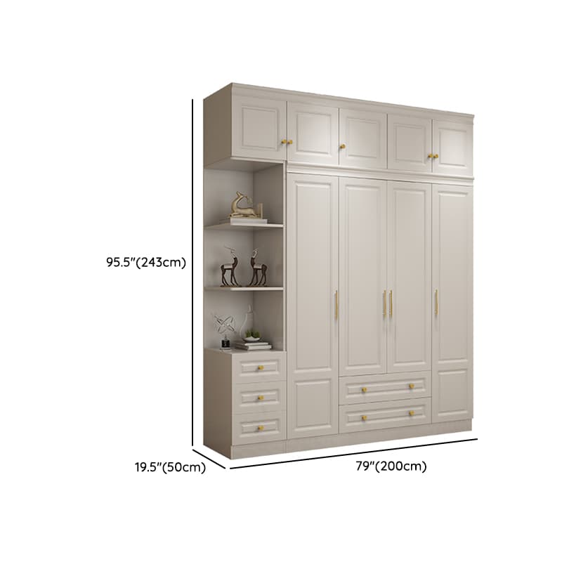 White Minimalist Lumber Wardrobe Closet with Soft Close Drawer, Soft Close Door, Interior Shelves, and Clothing Rod thumbnail 26
