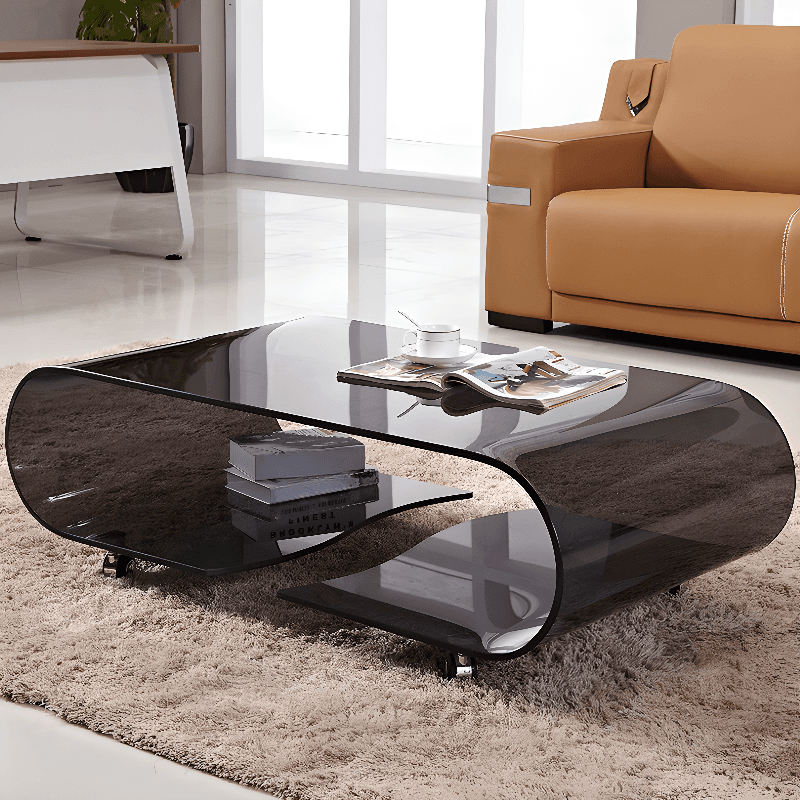 Transparent Wheel coffee table with Roller Wheels, Locker, 1 Shelf/2-Tier and Square/Square for Indoor Use thumbnail 12