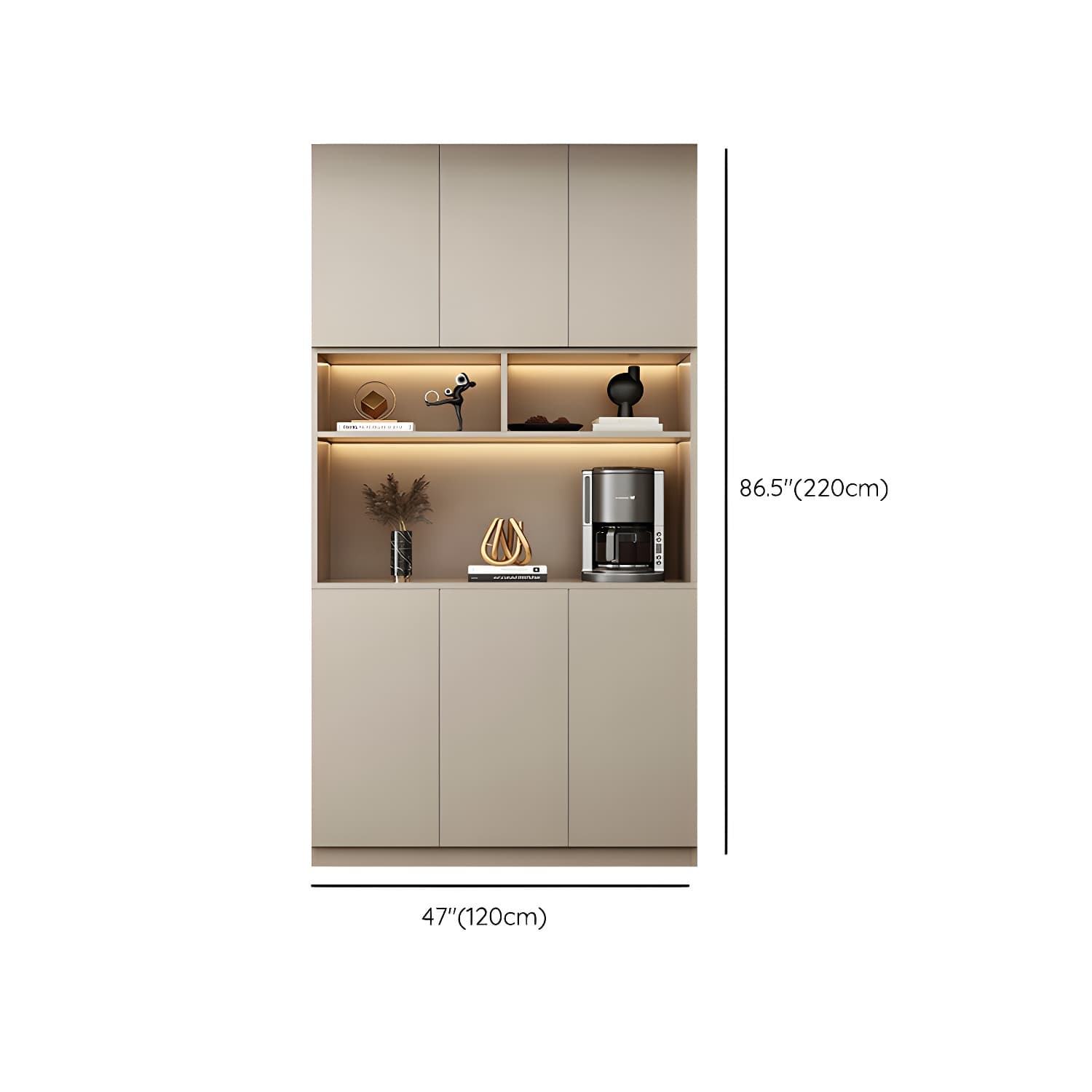 Contemporary Champagne Engineered Wood Shelves Included Sideboard with Doors thumbnail 15
