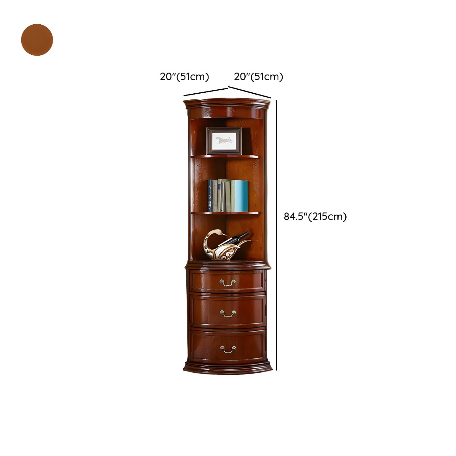 Corner Mid-Century Modern Accent Cabinet with Wood Countertop and Glass Doors thumbnail 19