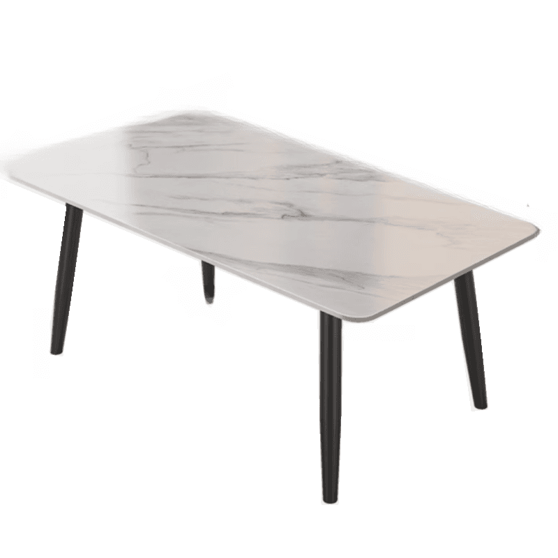 Dining Table Set with Rectangular Slate Top, 4 Legs, Padded Chair, and Back thumbnail 5