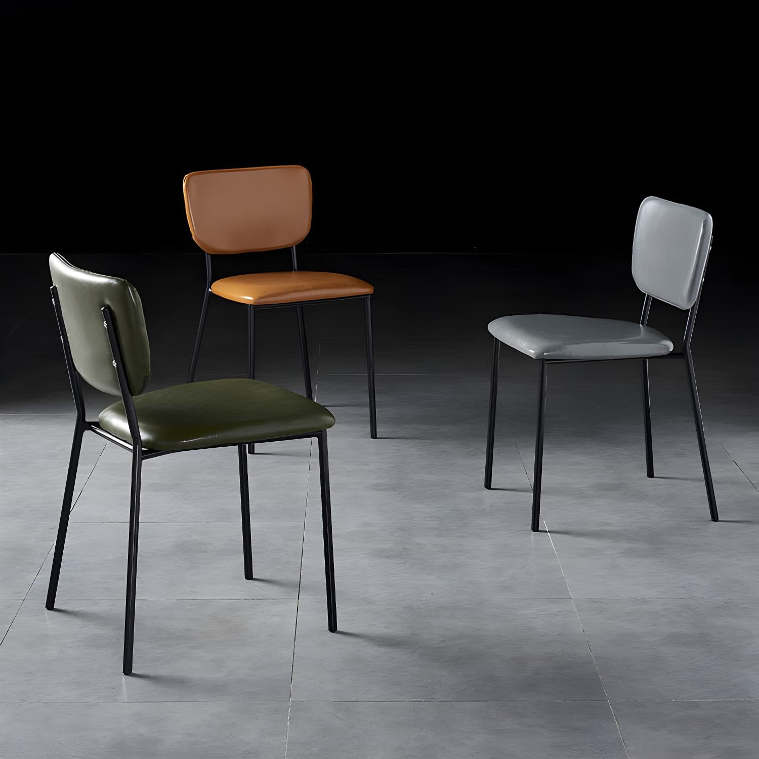 Nordic Style Dining Chairs Armless Open Back Stackable Chairs with Metal Legs thumbnail 19